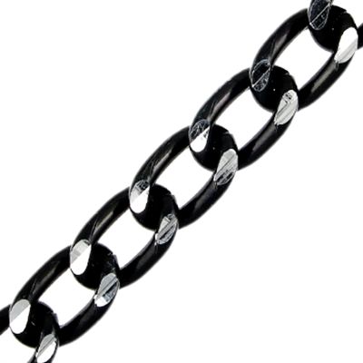 19mm x 12mm Aluminum Chain Black (Per Yard)