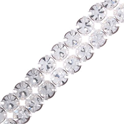 2 Row Rhinestone Banding (Crystal/Silver) (Per Yard)