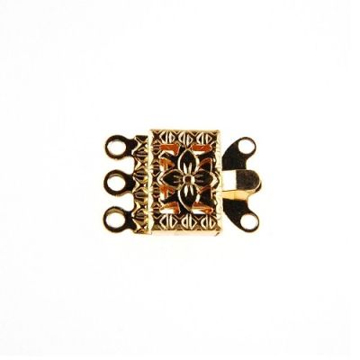 Small Filigree Box Clasp 3-Row, Gold-Plated (36 Pieces)