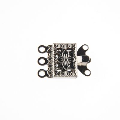 Small Filigree Box Clasp 3-Row, Silver-Plated (36 Pieces)