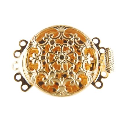 Filigree Round 5-Row Clasp, Gold-Plated (6 Pieces)