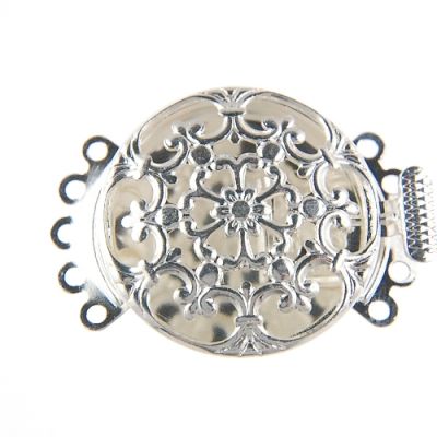 Filigree Round 5-Row Clasp, Silver-Plated (12 Pieces)