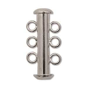 Multi-Strand Slide Clasp 3-Row, Silver-Plated (12 Pieces)
