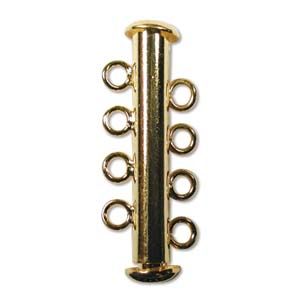 Multi-Strand Slide Clasp 4-Row, Gold-Plated (12 Pieces)
