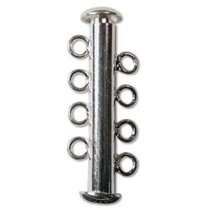 Multi-Strand Slide Clasp 4-Row, Silver-Plated (12 Pieces)