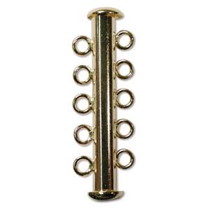 Multi-Strand Slide Clasp 5-Row, Gold-Plated (12 Pieces)