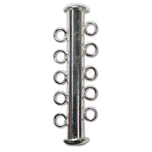 Multi-Strand Slide Clasp 5-Row, Silver-Plated (12 Pieces)