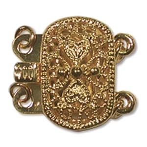 Filigree Box Clasp 2-Row, Gold-Plated (6 Pieces)