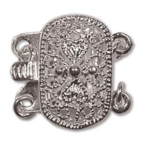 Filigree Box Clasp 2-Row, Silver-Plated (6 Pieces)