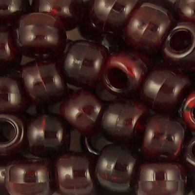 Pony Beads, 9x6mm, Transparent Dark Red (650 Pieces)
