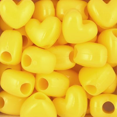 Heart Pony Beads, Yellow (200 Pieces)