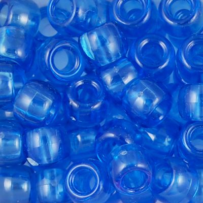 Pony Beads, 9x6mm, Transparent Dark Blue (650 Pieces)