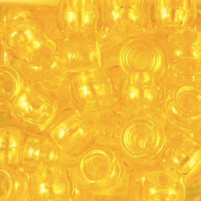 Pony Beads, 9x6mm, Transparent  Dark Yellow (650 Pieces)