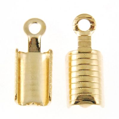 Fold Over, Cord End with Loop, Large, For 2mm Cord, Gold-Plated (72 Pieces)