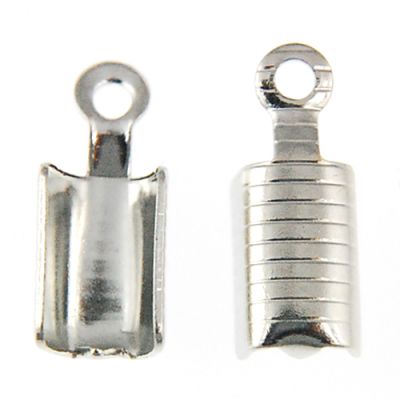 Fold Over, Cord End with Loop, Large, For 2mm Cord, Im.Rhodium (72 Pieces)