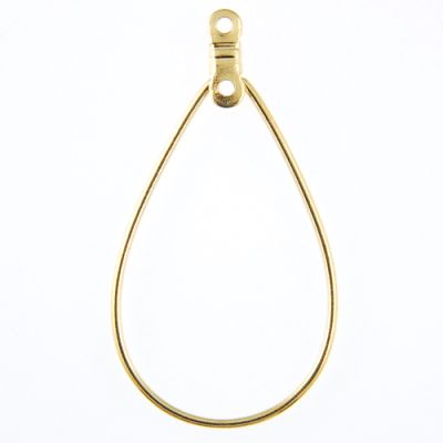 Teardrop Wire Hoop w/ 2 Loops, 40 x 20mm, Gold-Plated (36 Pieces)