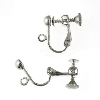 Screw Clip w/ Loop 4MM Ball Im.Rhodium (12 Pieces)