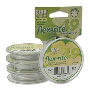 .014 Beading Wire 49-Strand Pearl Silver (30 Feet)
