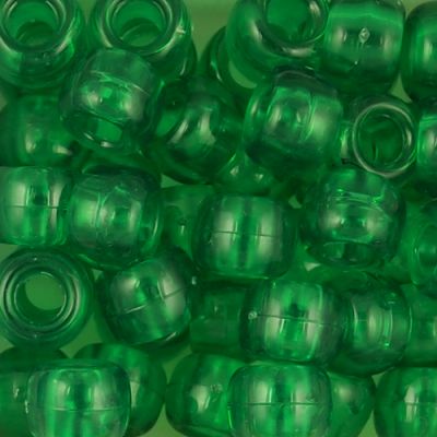 Pony Beads, 9x6mm, Transparent Green (650 Pieces)