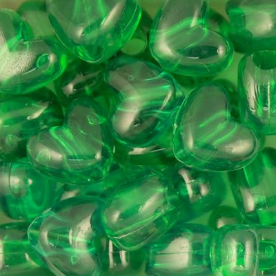 Heart Pony Beads, Transparent Green  (200 Pieces)