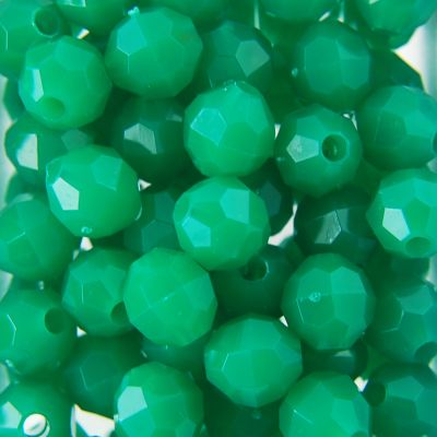 Green - Faceted Opaque Plastic Beads (Choose Size) (Pack)
