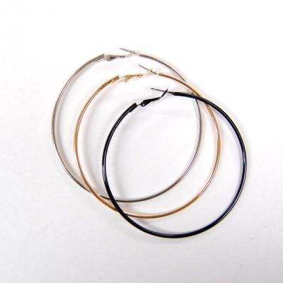 Designer Hoop Earrings 3.0"-Silver-Plated (12 Pairs)