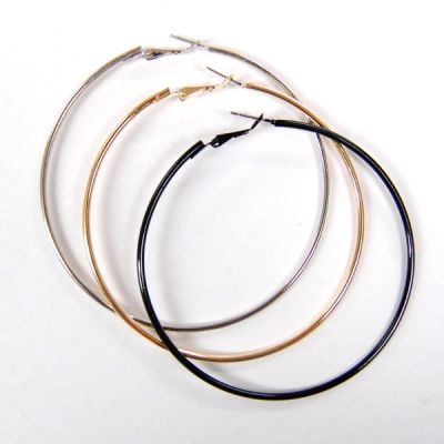 Designer Hoop Earrings 3.5"-Silver-Plated (12 Pairs)