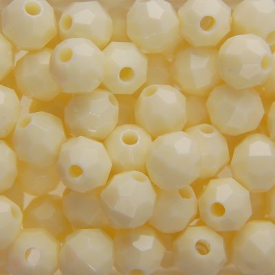 Ivory - Faceted Opaque Plastic Beads (Choose Size) (Pack)