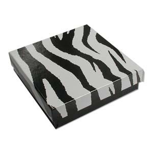 Paper Jewelry Box Zebra 3.5 x 3.5 x 1" (10 Pieces)