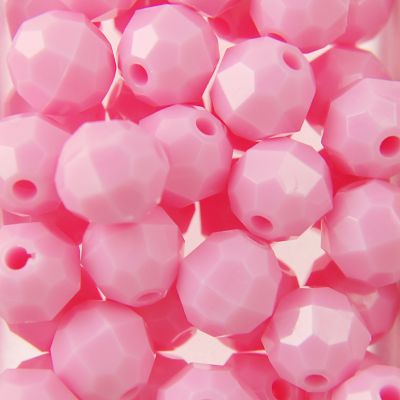 Lt. Pink - Faceted Opaque Plastic Beads (Choose Size) (Pack)