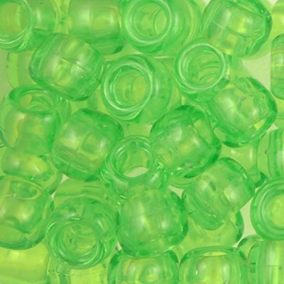 Pony Beads, 9x6mm, Transparent Lime (650 Pieces)