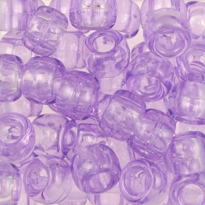 Pony Beads, 9x6mm, Transparent Light Purple (650 Pieces)