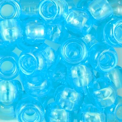 Pony Beads, 9x6mm, Transparent Light Turquoise (650 Pieces)