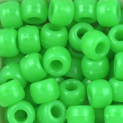 Pony Beads, 9x6mm, Opaque Neon Green (650 Pieces)