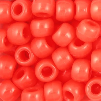Pony Beads, 9x6mm, Opaque Neon Orange (650 Pieces)