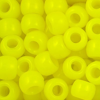 Pony Beads, 9x6mm, Opaque Neon Yellow (650 Pieces)