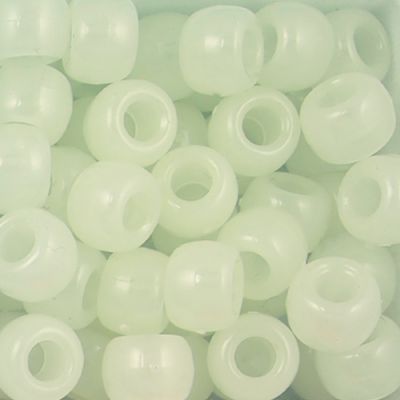 Pony Beads, 9x6mm, Glow-in-the-Dark, Night Glow (650 Pieces)
