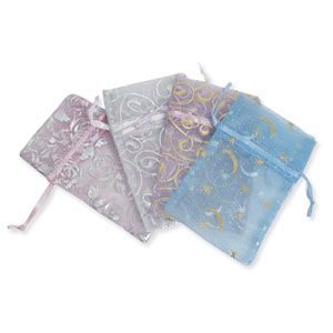 Organza Drawstring Pouch Assorted Colors/Design 2.75 x 3" (12 Pieces)