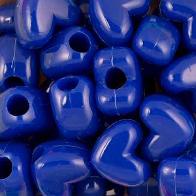 Heart Pony Beads, Opaque Royal Blue (200 Pieces)