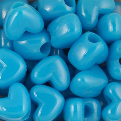 Heart Pony Beads, Opaque Dk. Turquoise (200 Pieces)