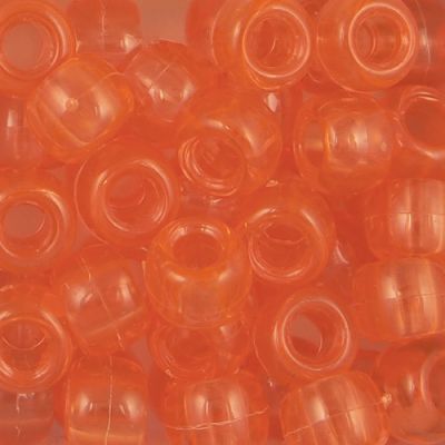 Pony Beads, 9x6mm, Transparent Orange (650 Pieces)