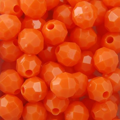 Orange - Faceted Opaque Plastic Beads (Choose Size) (Pack)