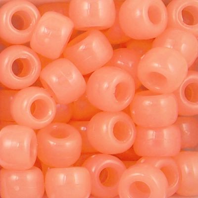 Pony Beads, 9x6mm, Glow-in-the-Dark, Orange Glow (650 Pieces)