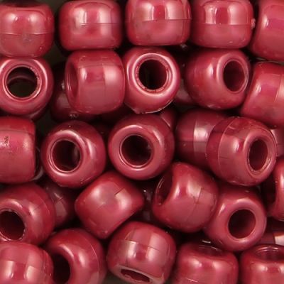 Pony Beads, 9x6mm, Opaque Pearl Red (650 Pieces)
