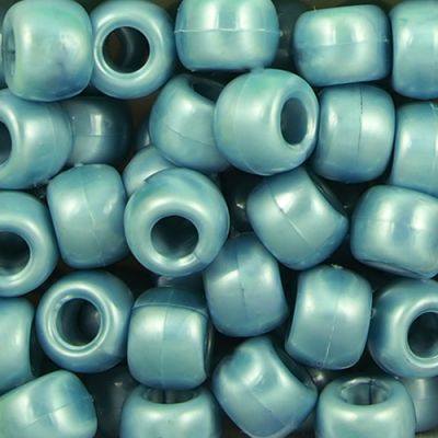 Pony Beads, 9x6mm, Opaque Pearl Teal (650 Pieces)