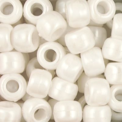 Pony Beads, 9x6mm, Opaque Pearl White (650 Pieces)