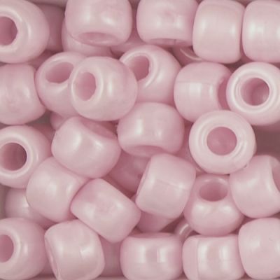 Pony Beads, 9x6mm, Opaque Pearl Pink (650 Pieces)