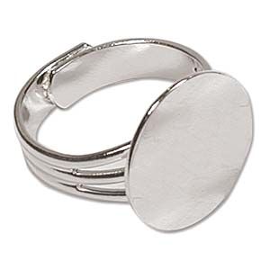 Adjustable Ring w/ 15.5MM Pad (Silver) (6 PCS)