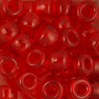 Pony Beads, 9x6mm, Transparent Red (650 Pieces)