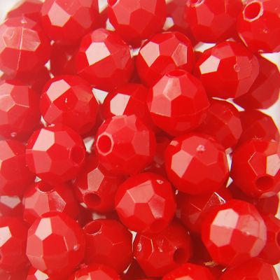 Red - Faceted Opaque Plastic Beads (Choose Size) (Pack)